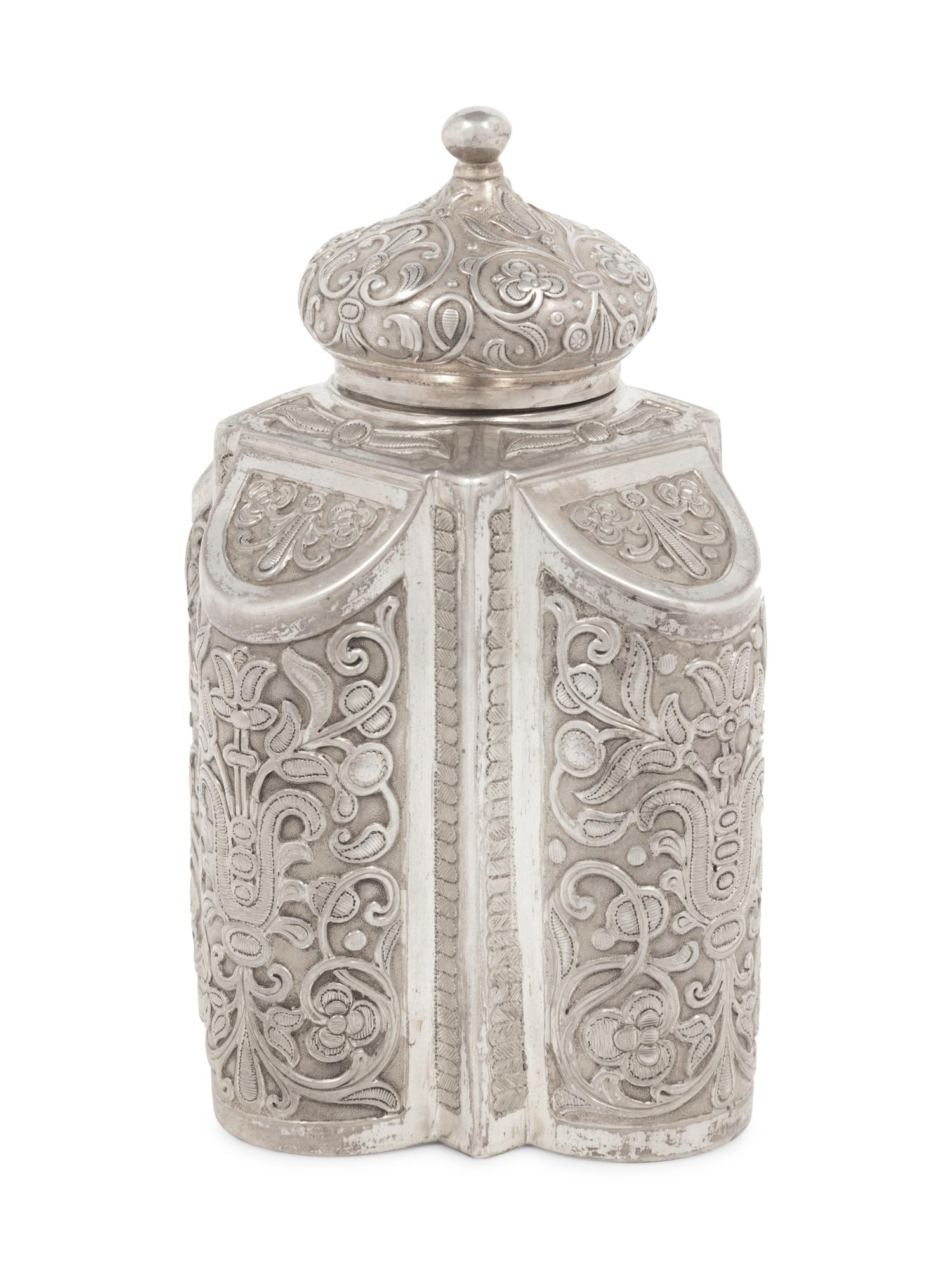 A Russian Silver Tea Caddy