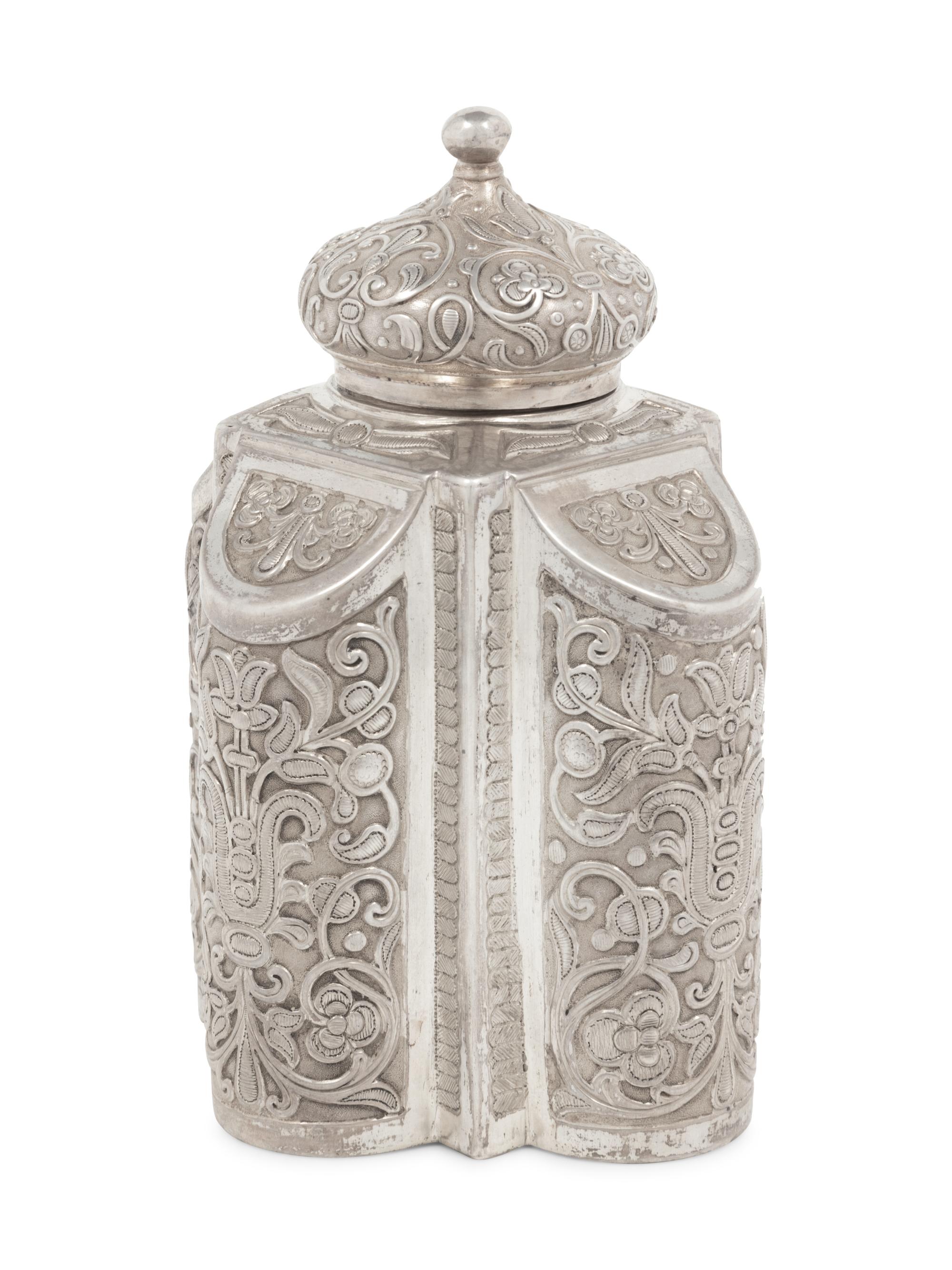 A Russian Silver Tea Caddy