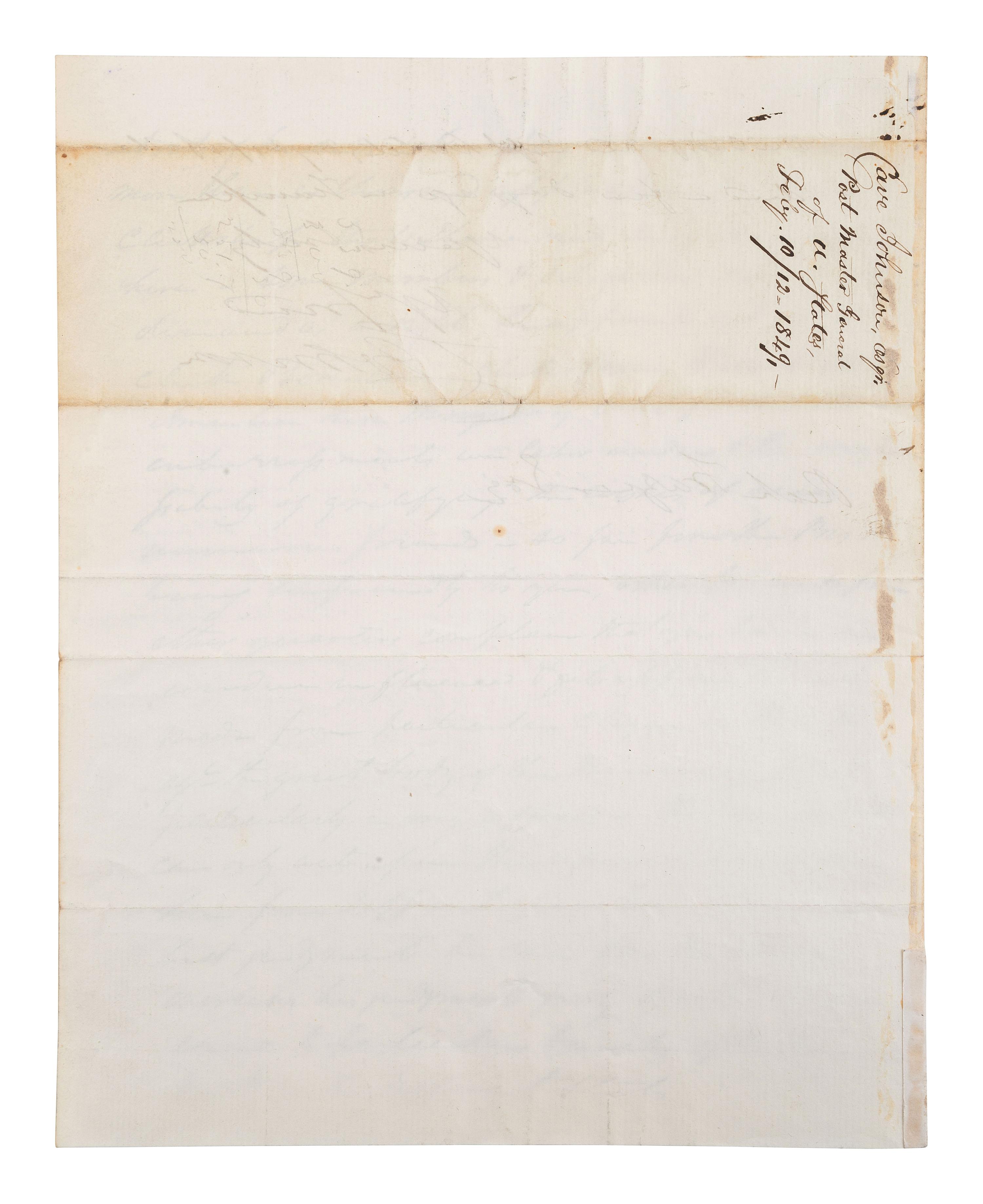 [POLITICS]. JOHNSON, Cave (1793-1866). ALS ("C. Johnson") as Postmaster General. Washington, 1849.