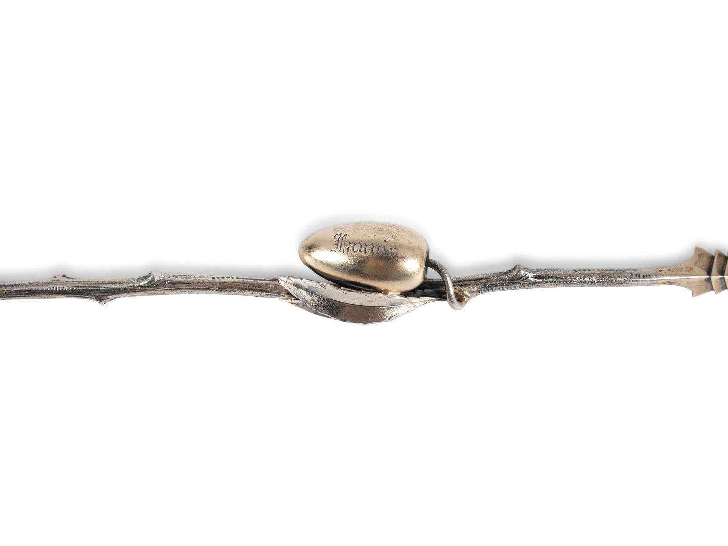 An Early Gorham Silver Olive Spoon and Seafood Forks