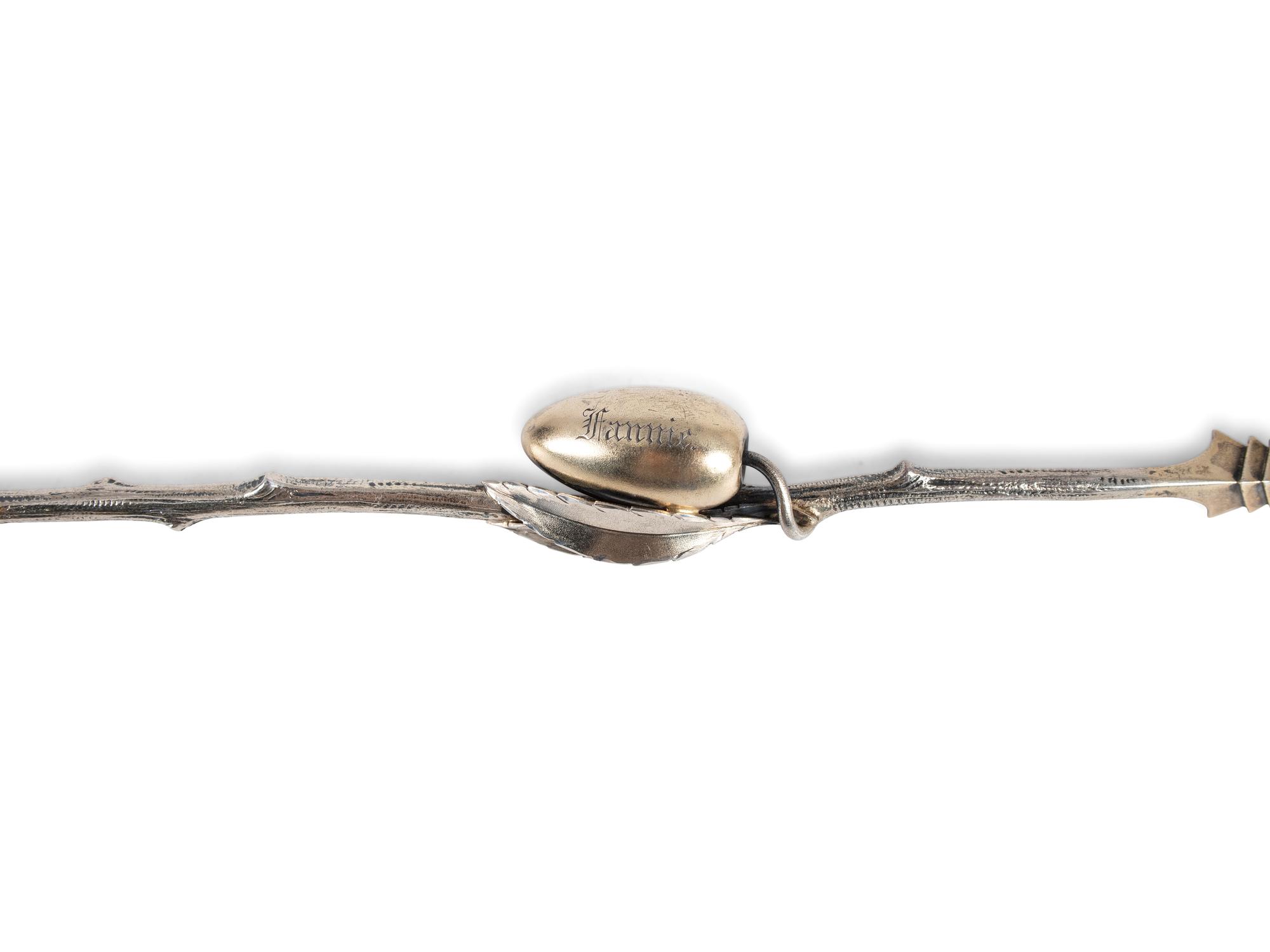 An Early Gorham Silver Olive Spoon and Seafood Forks