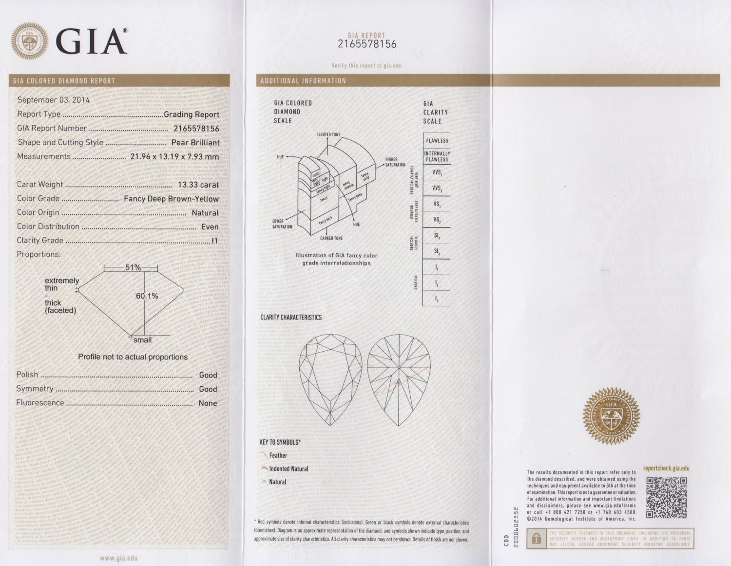 A Platinum, Fancy Deep Brown Yellow Diamond and Diamond Ring/Pendant, 13.60 dwts.