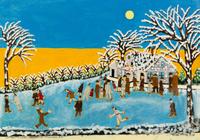 Israel Litwak, (American/Russian, 1867-1960), Skating on Lake Carasaljo Lakewood N.J., 1945