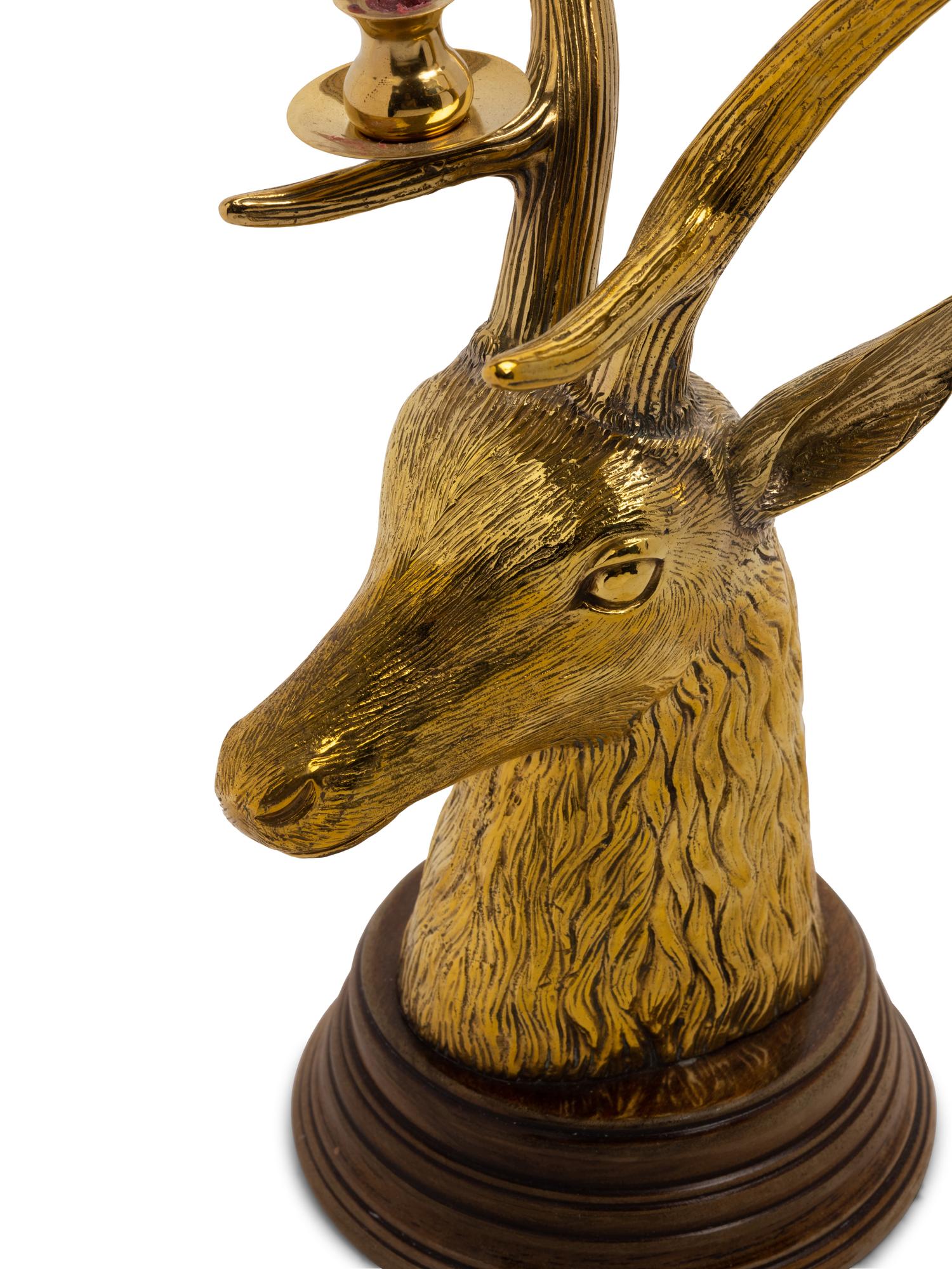 A Gilt Metal Stag-Form Four-Light Candelabrum