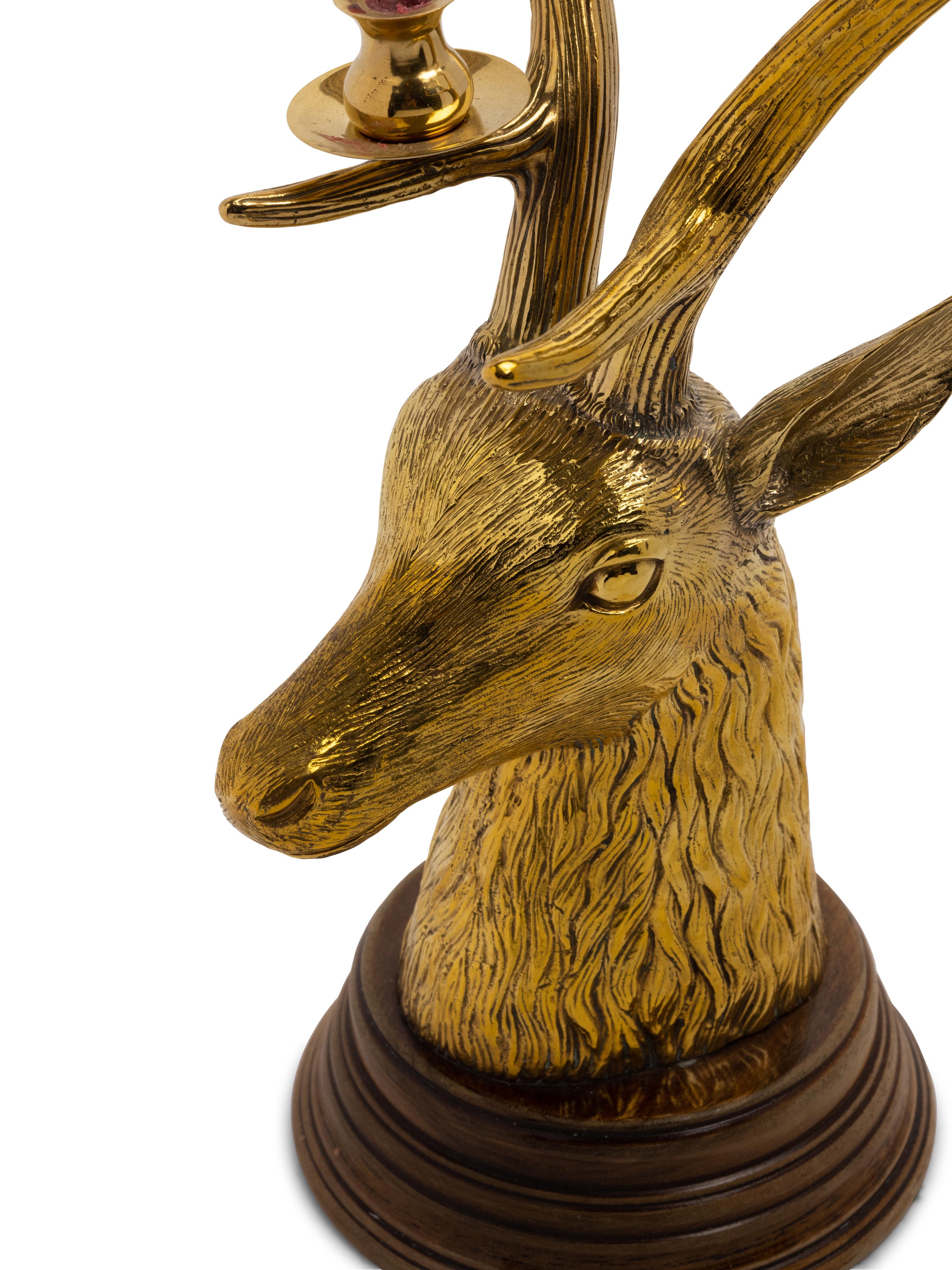 A Gilt Metal Stag-Form Four-Light Candelabrum