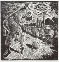 Three Works of Art depicting Various Dog Breeds Largest: 18 1/4 x 17 1/4 inches.
