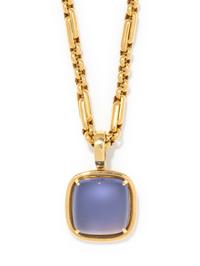 GUMPS, YELLOW GOLD AND CHALCEDONY PENDANT/NECKLACE
