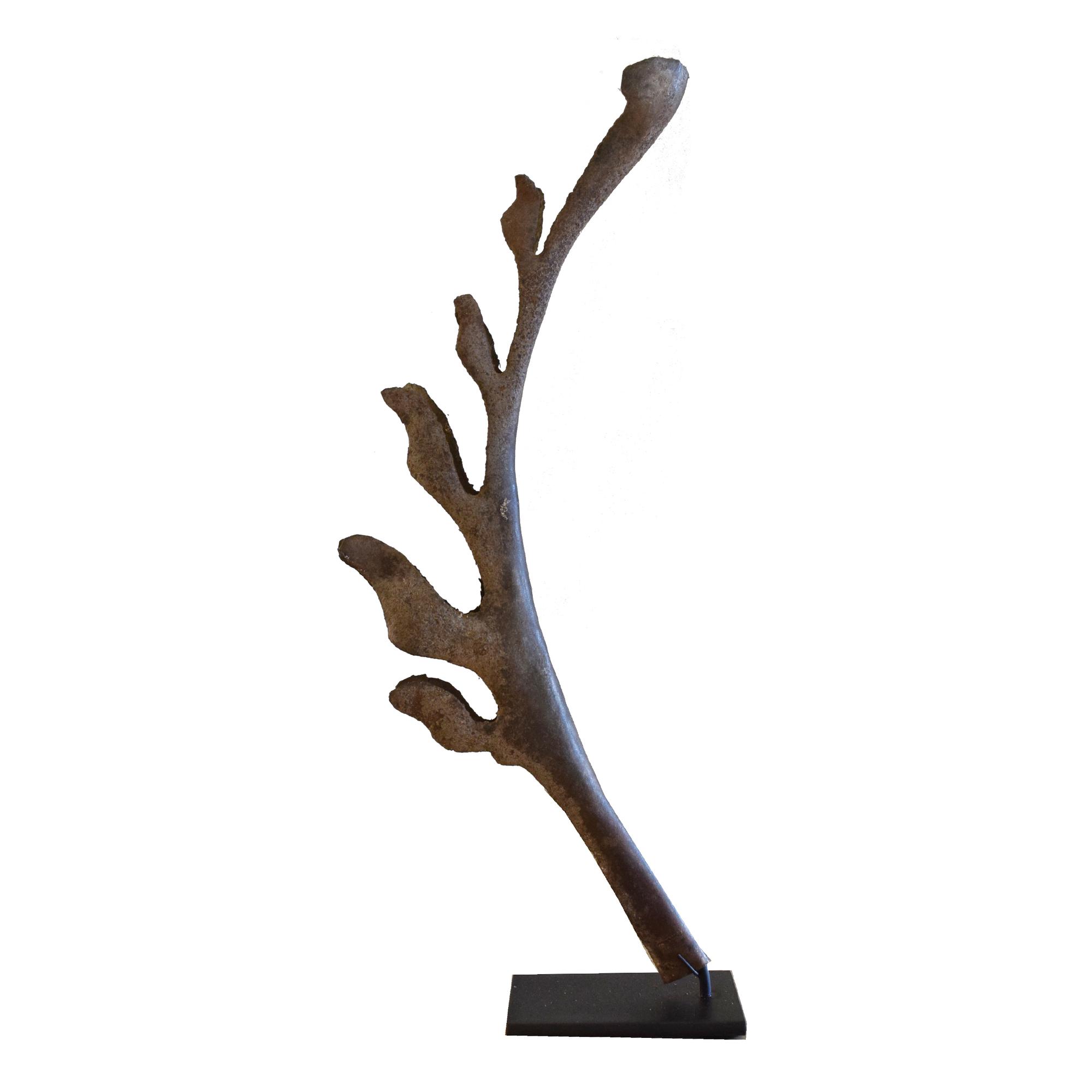 A Wrought Iron Leaf Fragment from the Estate of Jose Thenee 7" W x 2.5" D x 16.5" H — Argentina, 20th Century