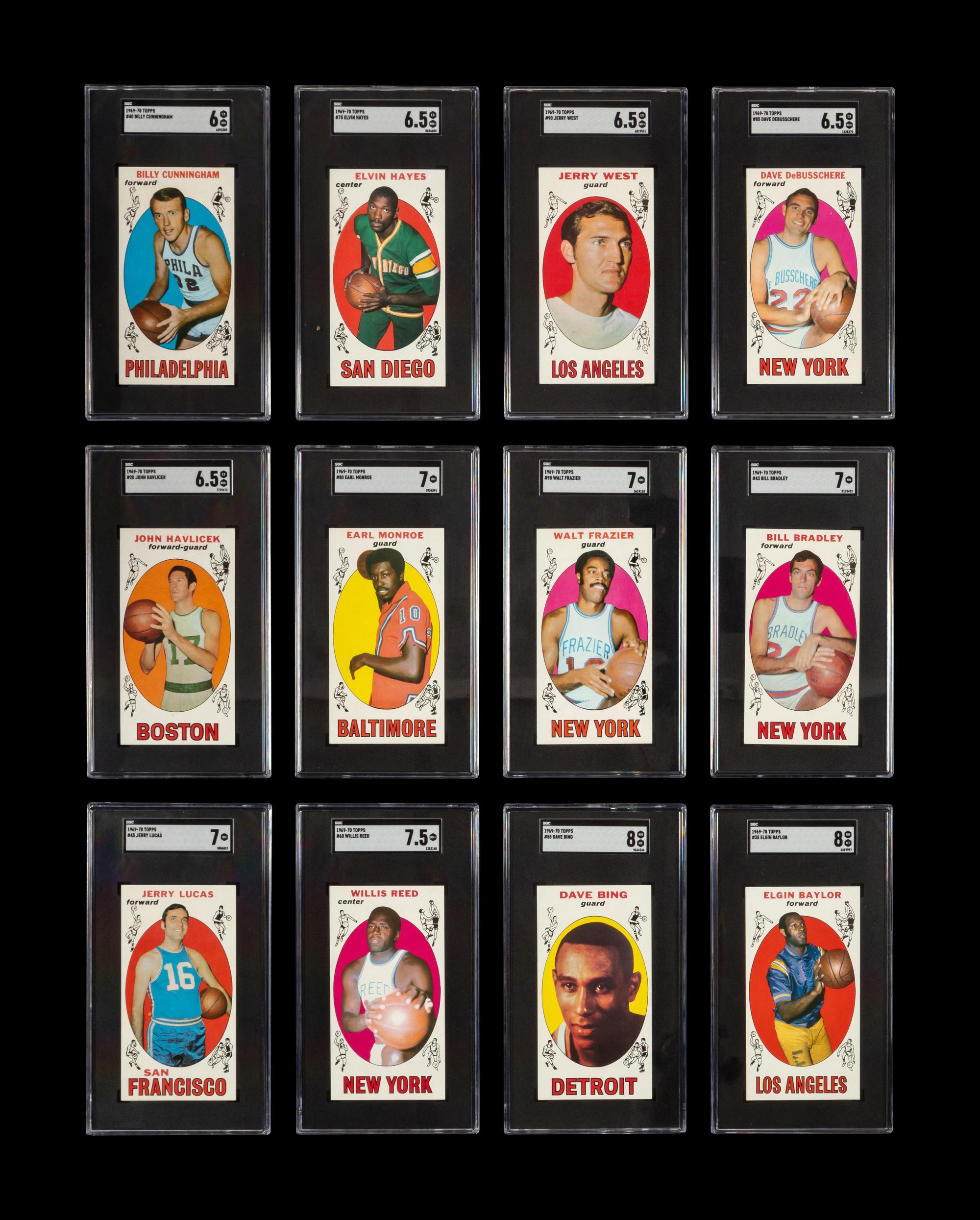 A Group of 12 SGC Graded 1969 Topps Hall of Fame and Rookie Basketball Cards