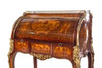 A Louis XV Style Gilt Bronze Mounted Marquetry Cylinder Bureau