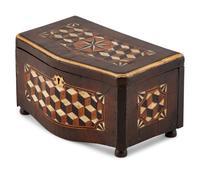 An Italian Walnut and Ebony Parquetry Tea Caddy