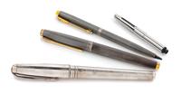 An ST Dupont Silver Olympio Rollerball Pen Length of longest 5 1/2 inches. — SECOND HALF 20TH CENTURY