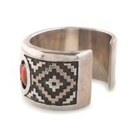 Cast Silver and Coral Cuff Bracelet