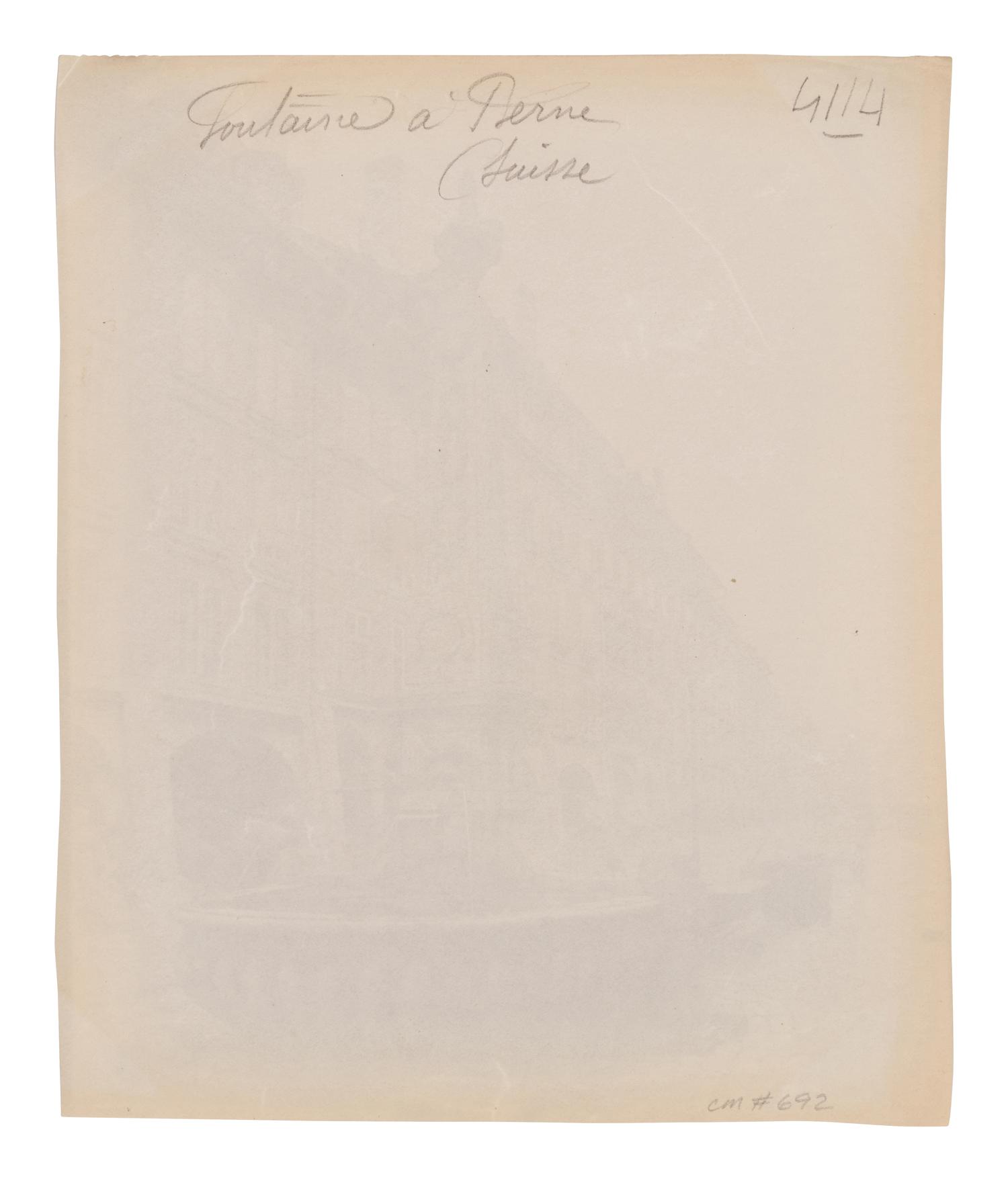 A group of three photographs depicting Swiss scenes ( [Lausanne, Suisse]; Fontaine a Berne (Suisse); Fontaine de Lausanne (Suisse) )