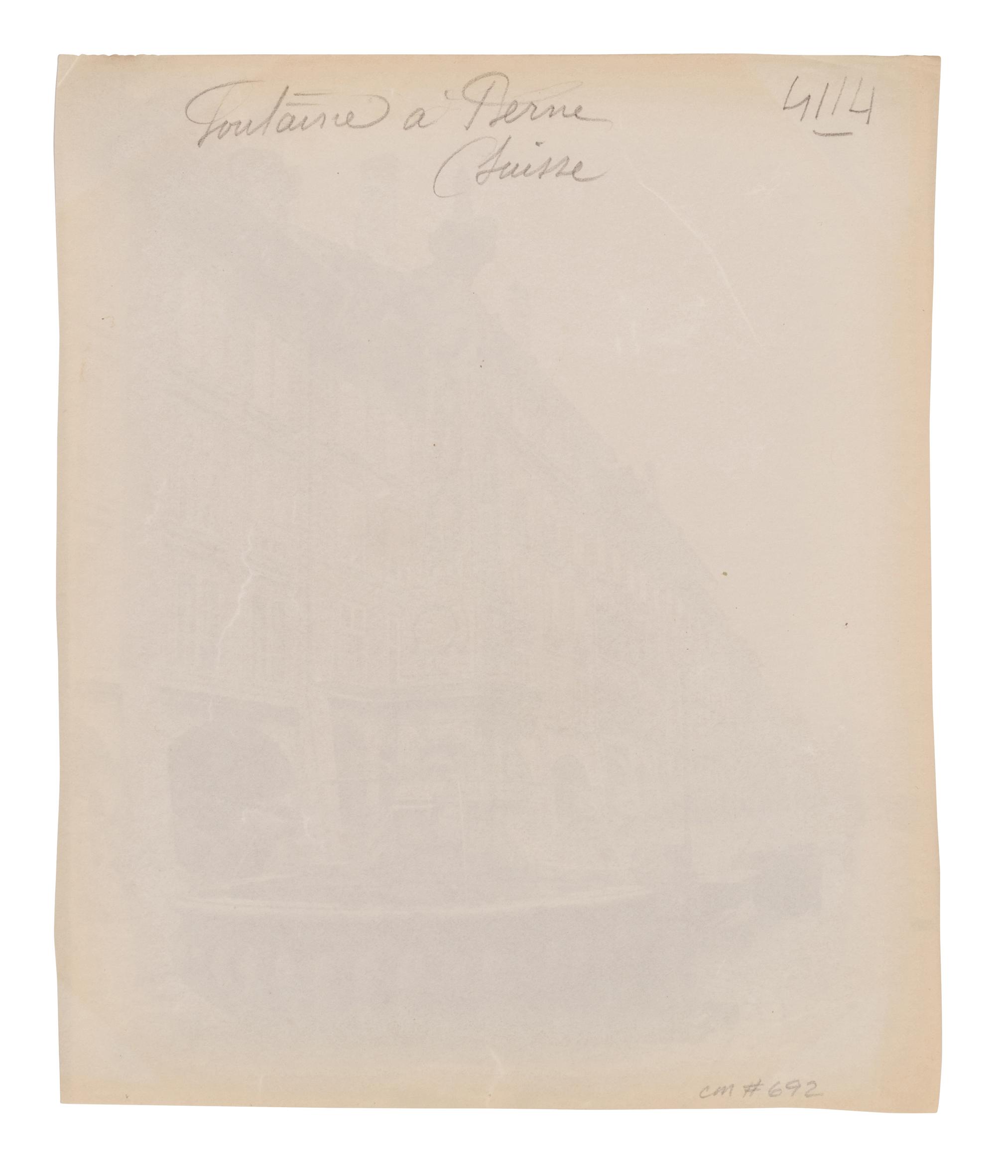 A group of three photographs depicting Swiss scenes ( [Lausanne, Suisse]; Fontaine a Berne (Suisse); Fontaine de Lausanne (Suisse) )