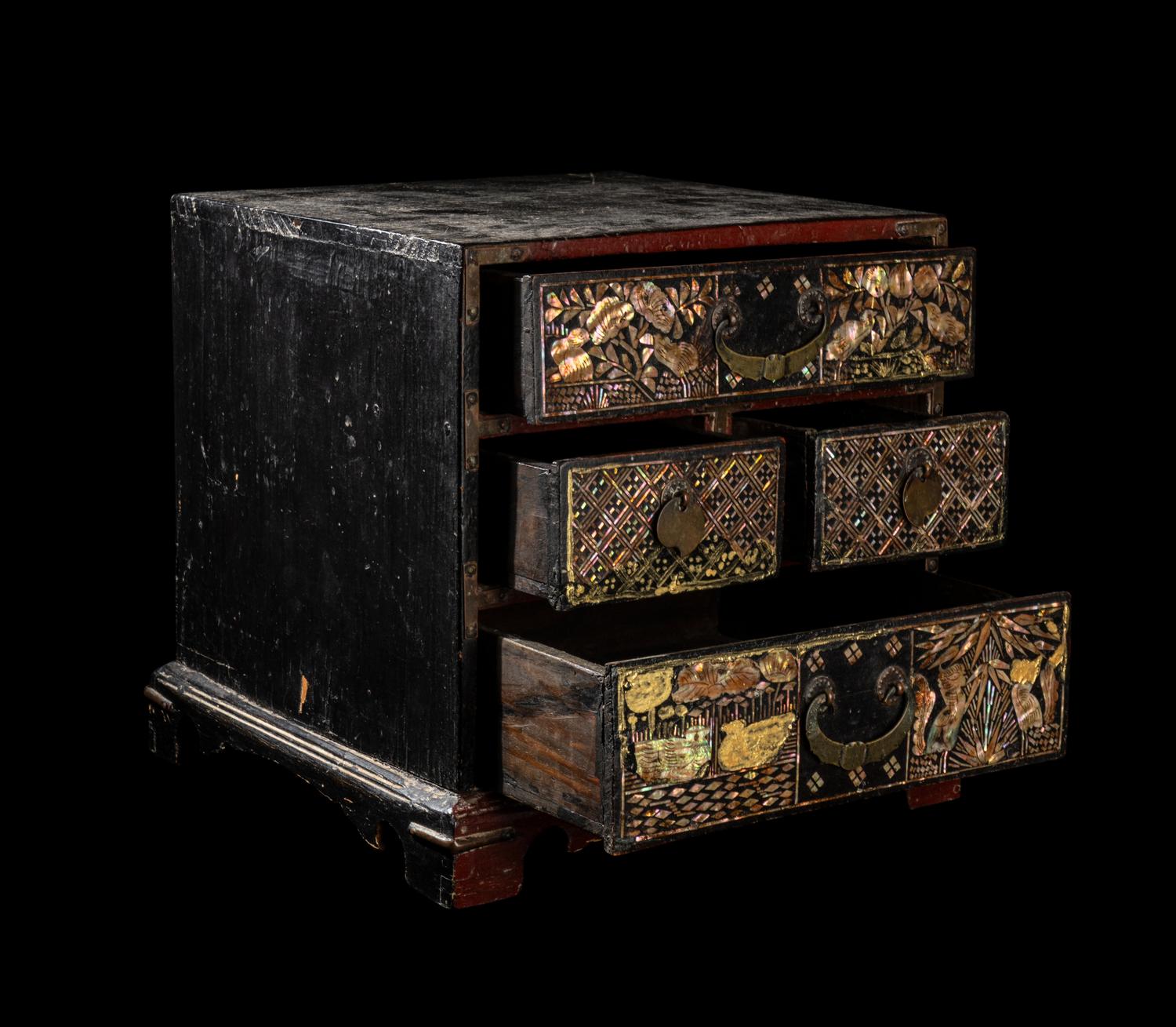 Two Korean Mother-of-Pearl Inlaid Lacquered Accessory Boxes