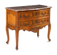 A French Provincial Fruitwood Marble-Top Commode