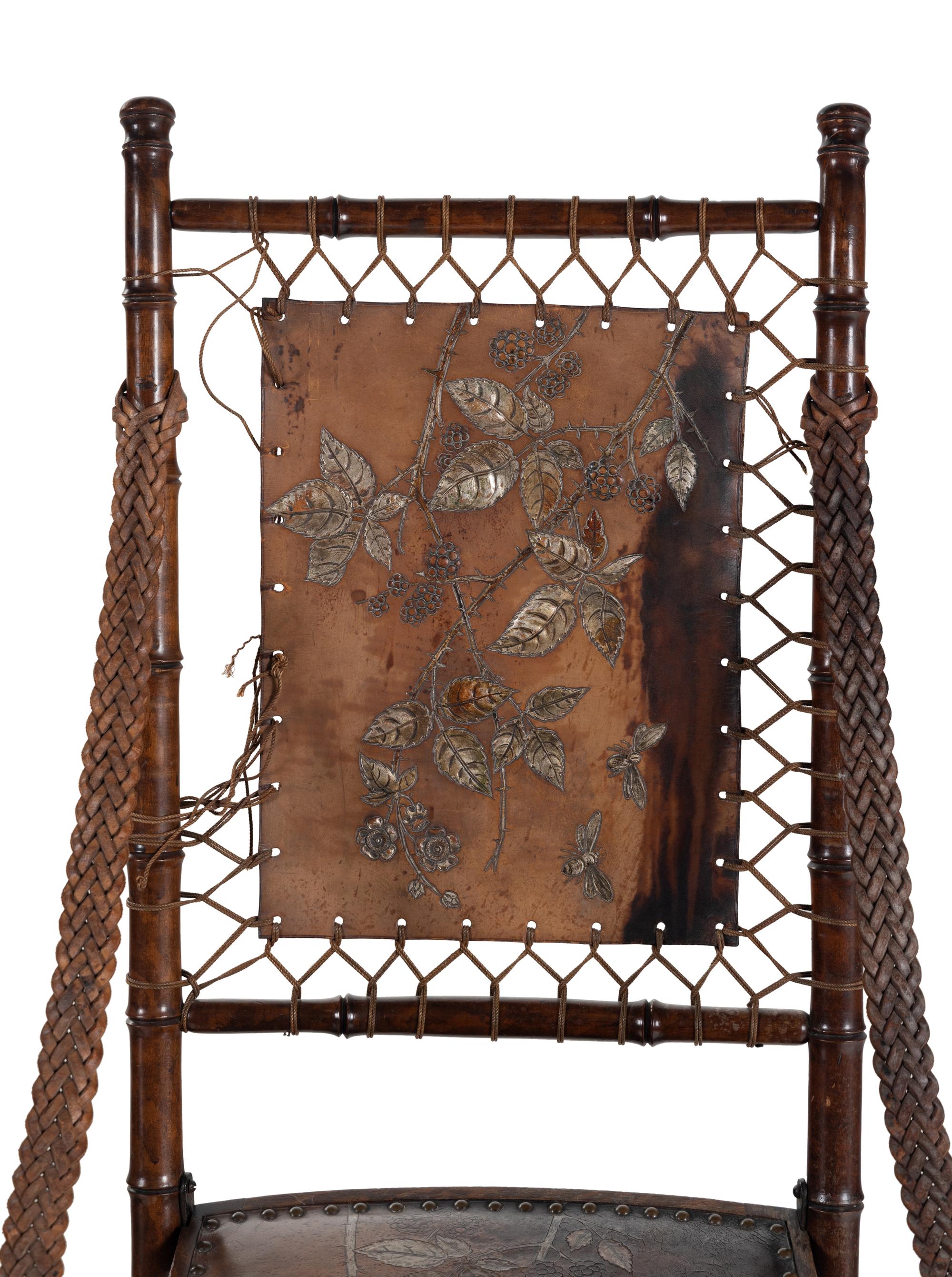A Pair of English Aesthetic Movement Walnut Folding Chairs