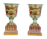 A Pair of Vienna Porcelain Urns with Classical Scenes