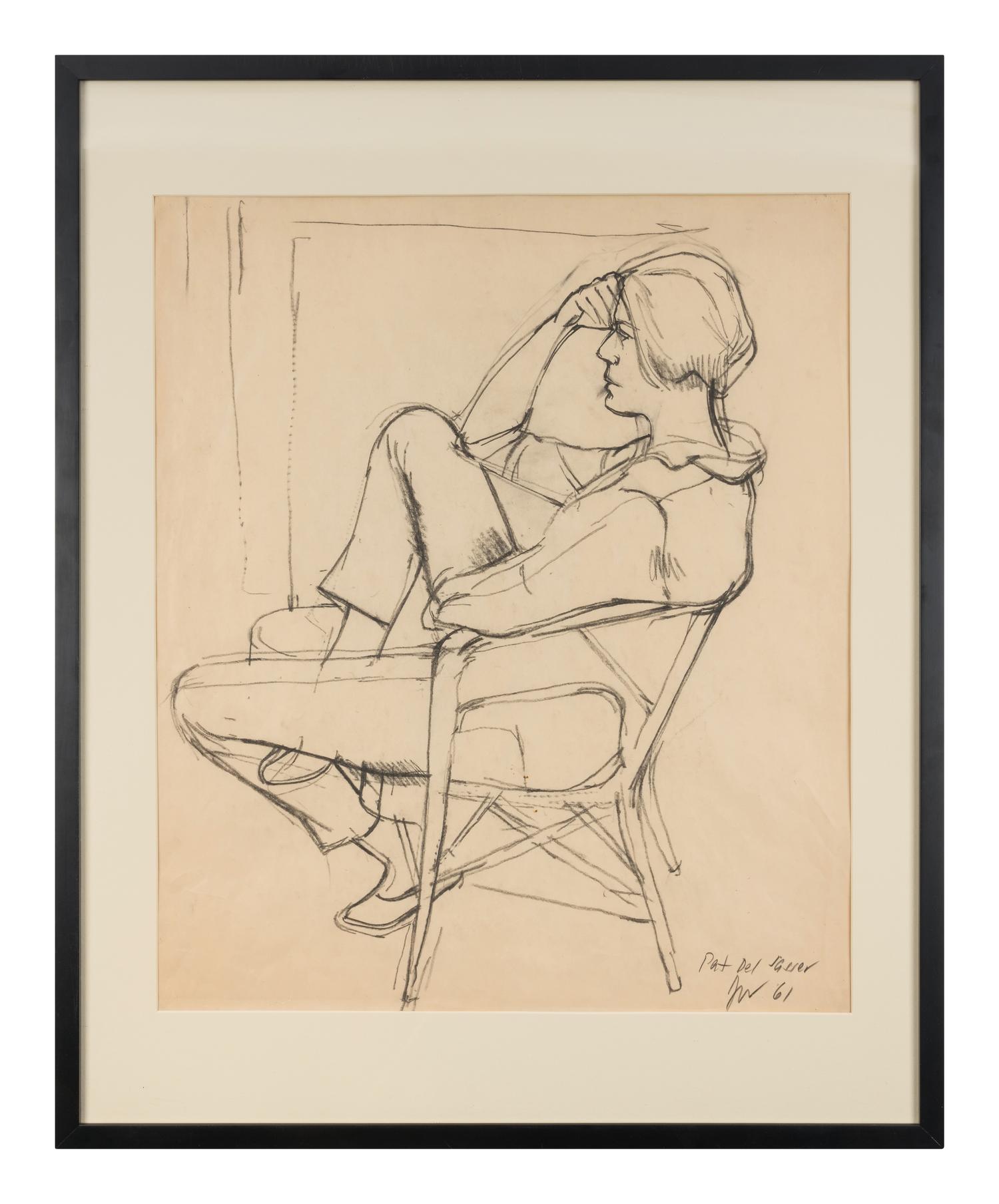 Girl Reading (Portrait of P. D. S.), 1961, Man Seated on a Folding Chair (Jordan Good #3), 1961, and Seated Woman Hand on Brow (Pat del Sasser), 1961 (a group of three works)