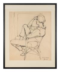 Girl Reading (Portrait of P. D. S.), 1961, Man Seated on a Folding Chair (Jordan Good #3), 1961, and Seated Woman Hand on Brow (Pat del Sasser), 1961 (a group of three works)