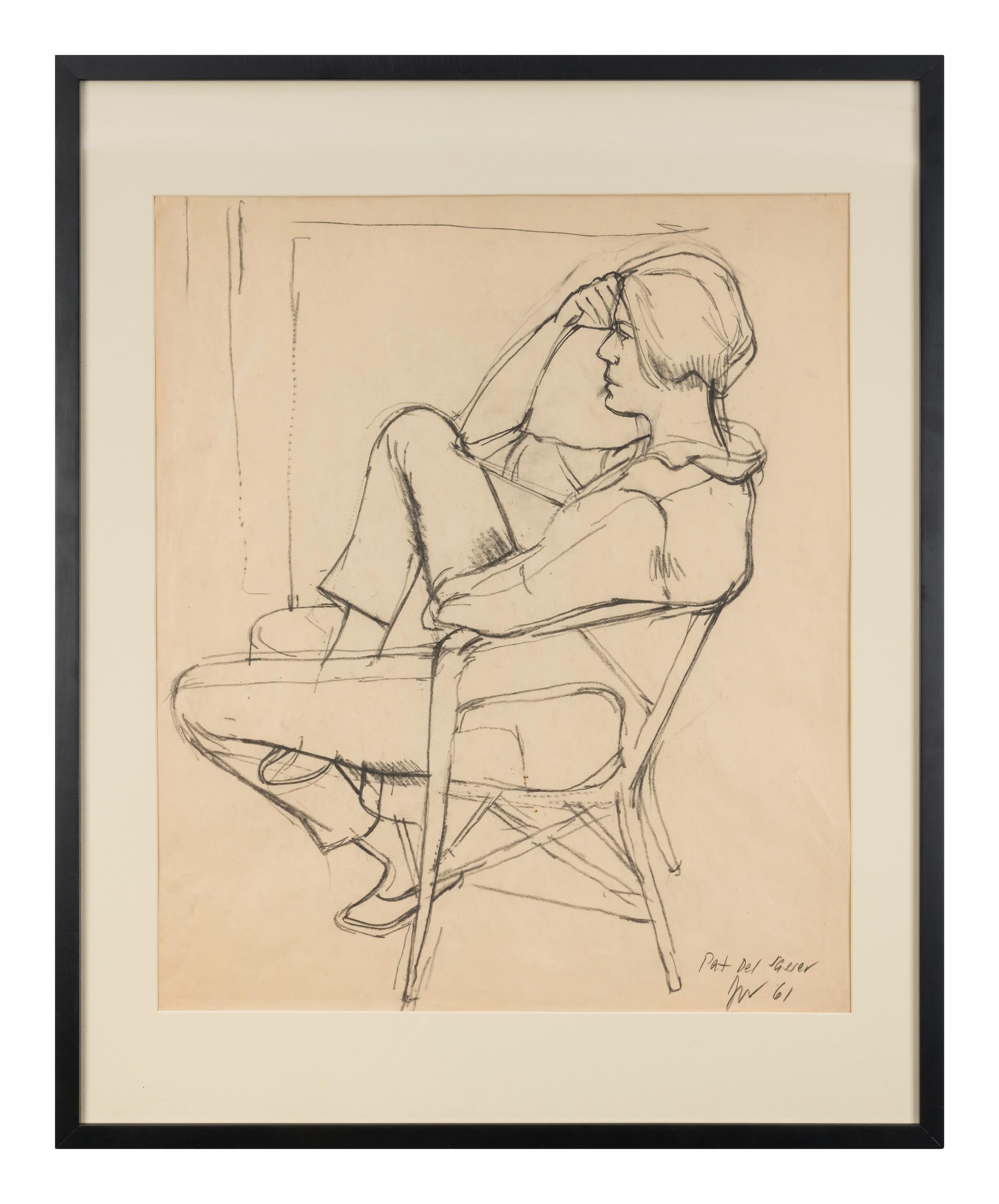 Girl Reading (Portrait of P. D. S.), 1961, Man Seated on a Folding Chair (Jordan Good #3), 1961, and Seated Woman Hand on Brow (Pat del Sasser), 1961 (a group of three works)