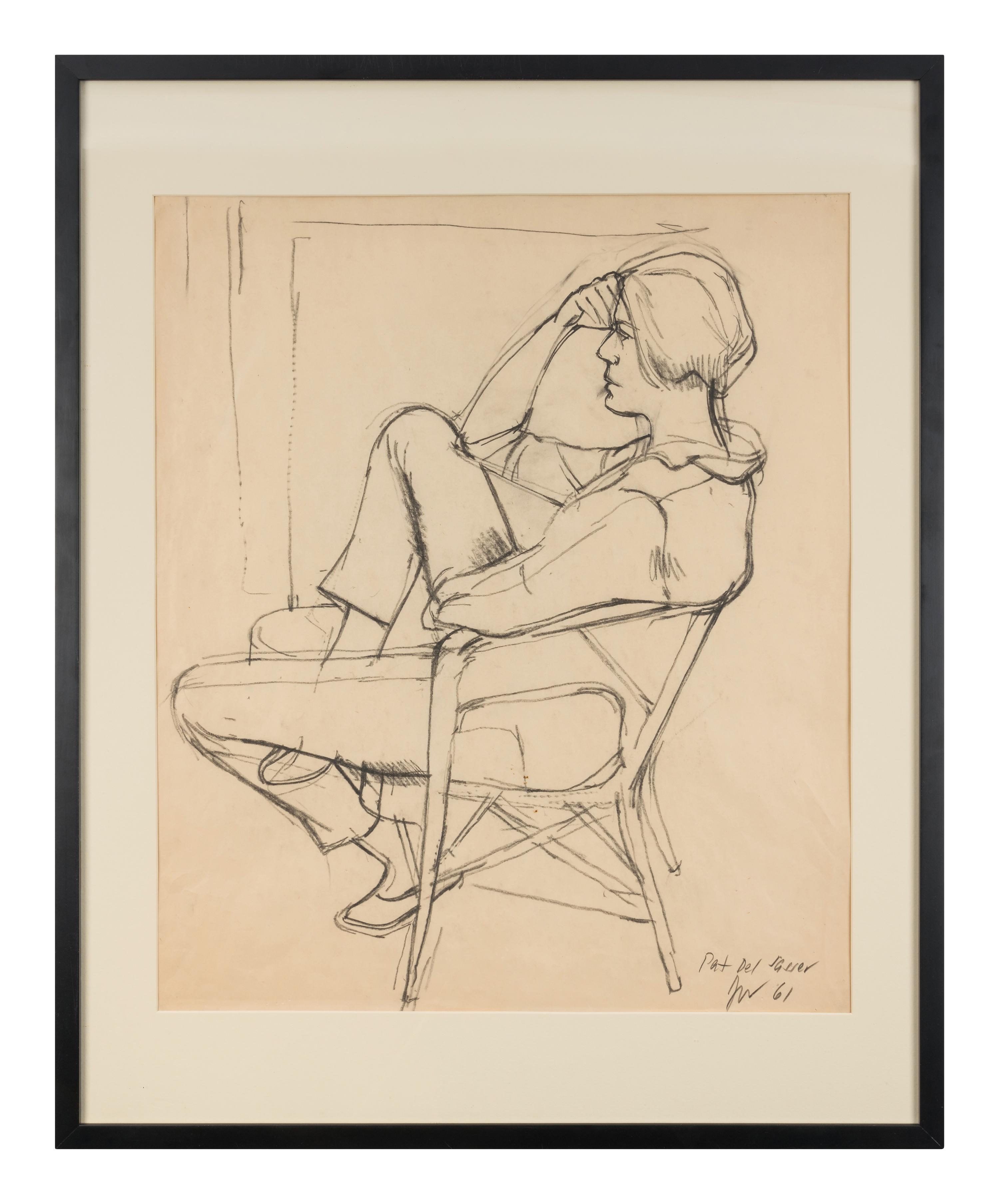 Girl Reading (Portrait of P. D. S.), 1961, Man Seated on a Folding Chair (Jordan Good #3), 1961, and Seated Woman Hand on Brow (Pat del Sasser), 1961 (a group of three works)