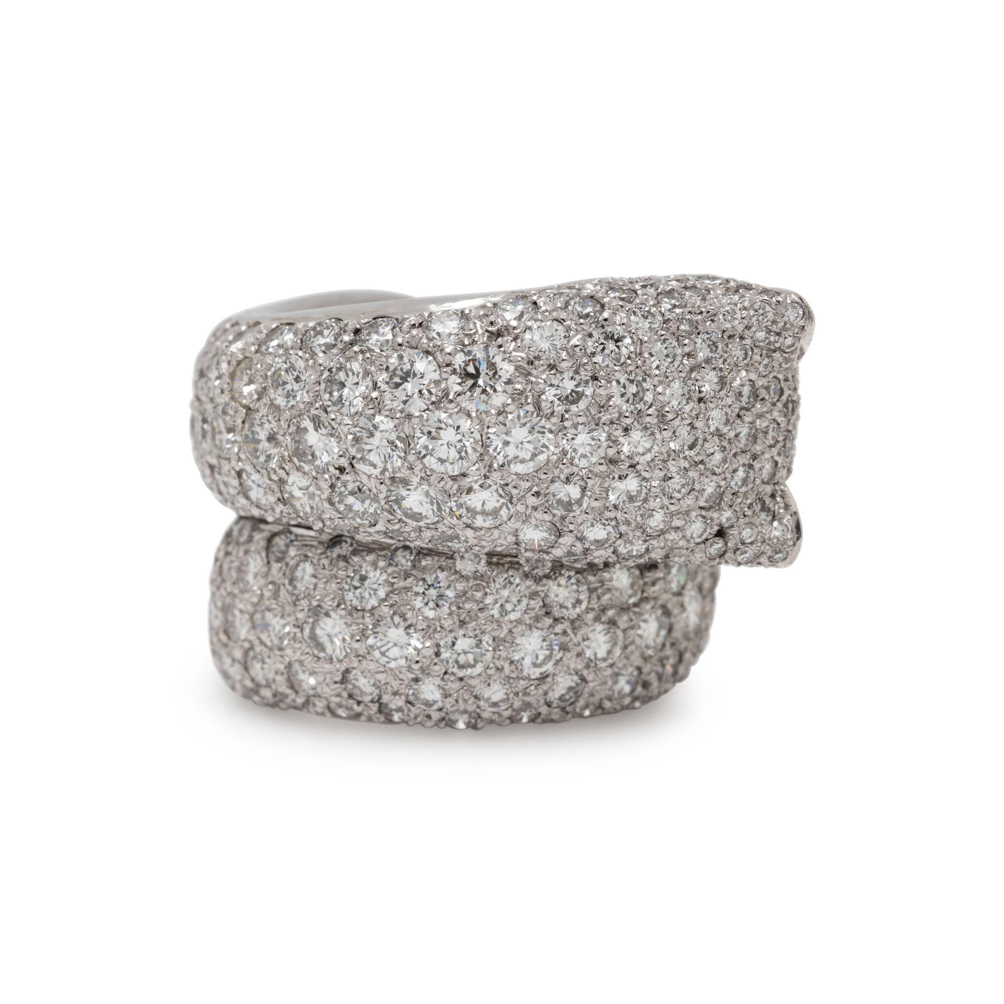 WHITE GOLD AND DIAMOND BYPASS PANTHER RING