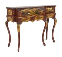 A Rococo Style Painted Zither on Stand