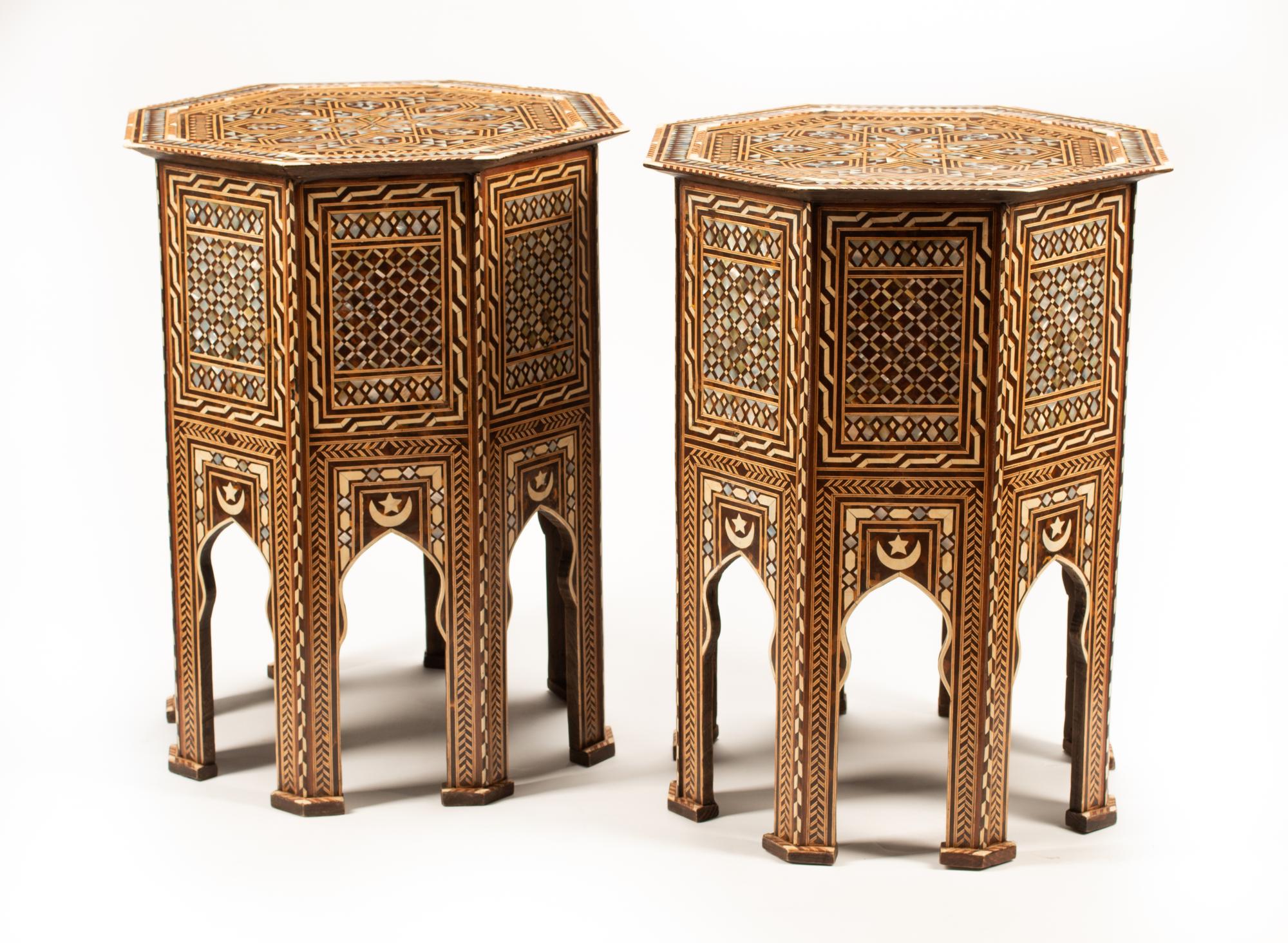 A Pair of Moorish Style Marquetry Tables