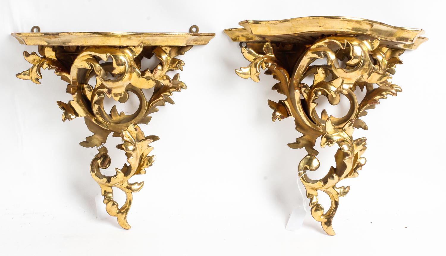A Pair of Italian Giltwood Brackets Height 11 inches. — 19TH/20TH CENTURY