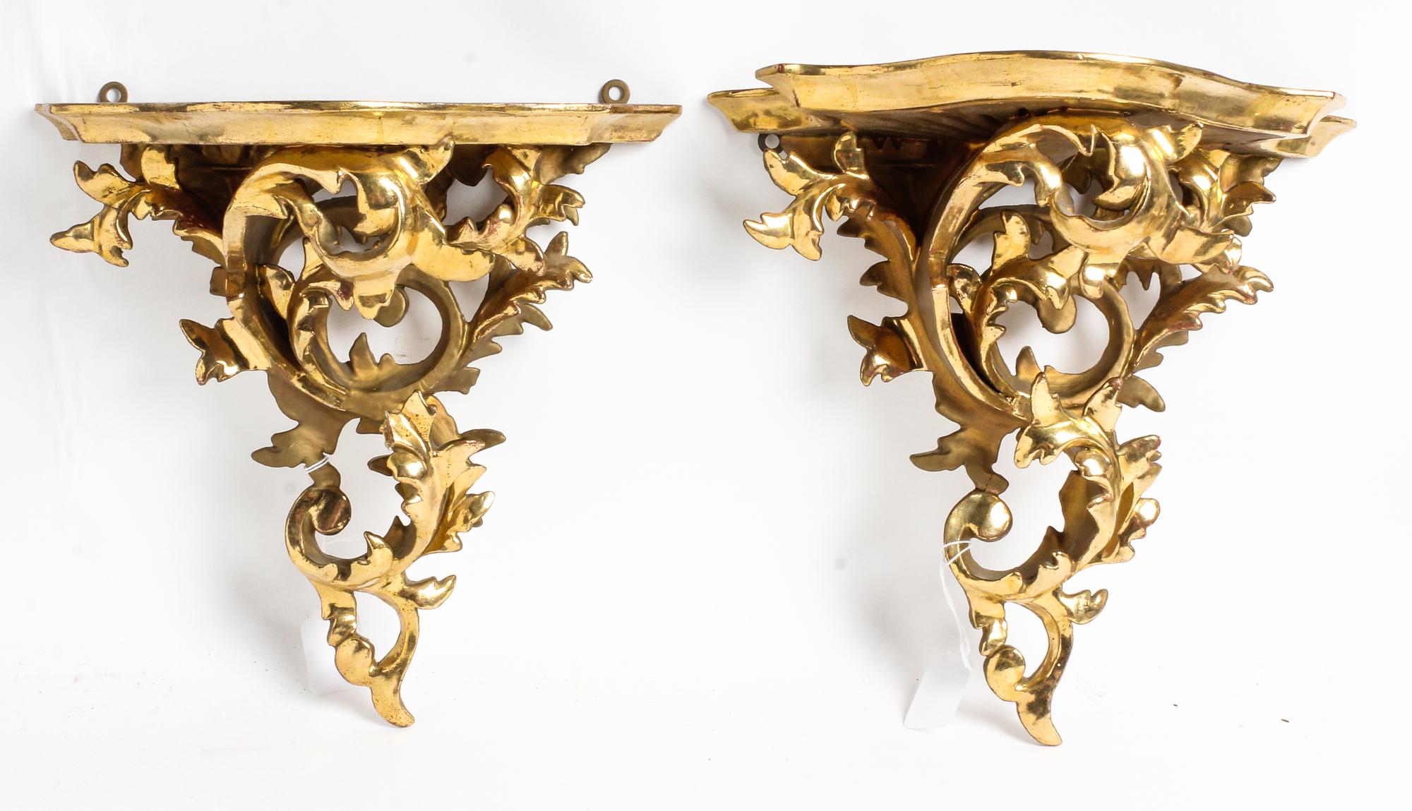 A Pair of Italian Giltwood Brackets Height 11 inches. — 19TH/20TH CENTURY