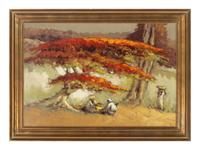 Field Workers Under a Flamboyant Tree