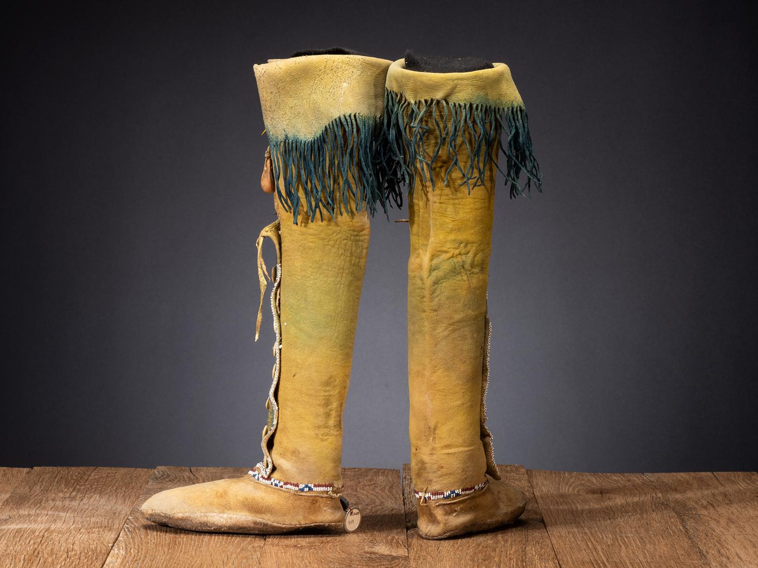 Comanche Child's Beaded Hide Boot Moccasins