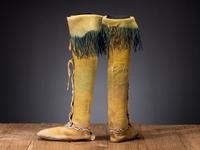 Comanche Child's Beaded Hide Boot Moccasins