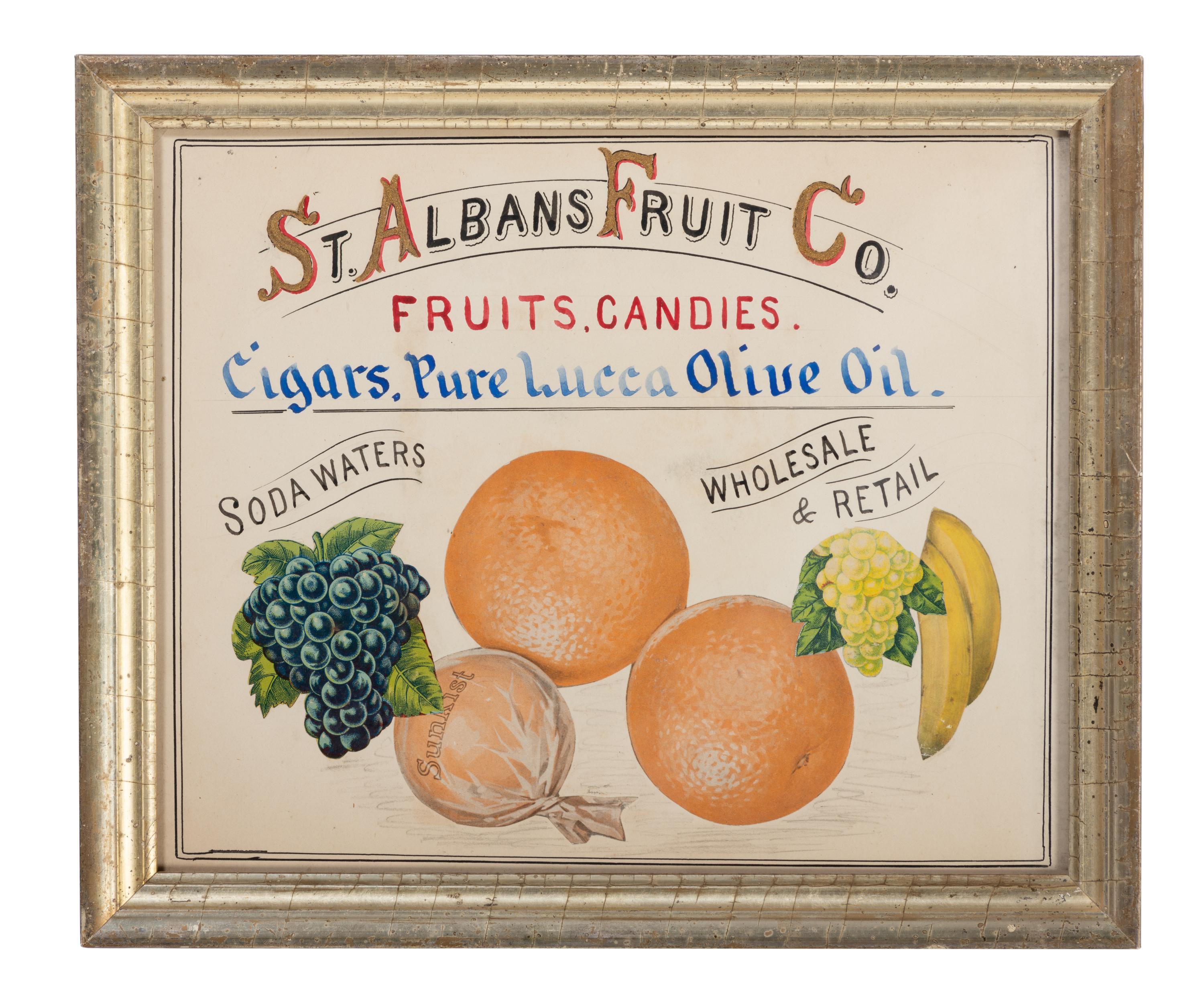 Five Framed Specialty Shop Advertising Hand Colored Prints and Watercolors