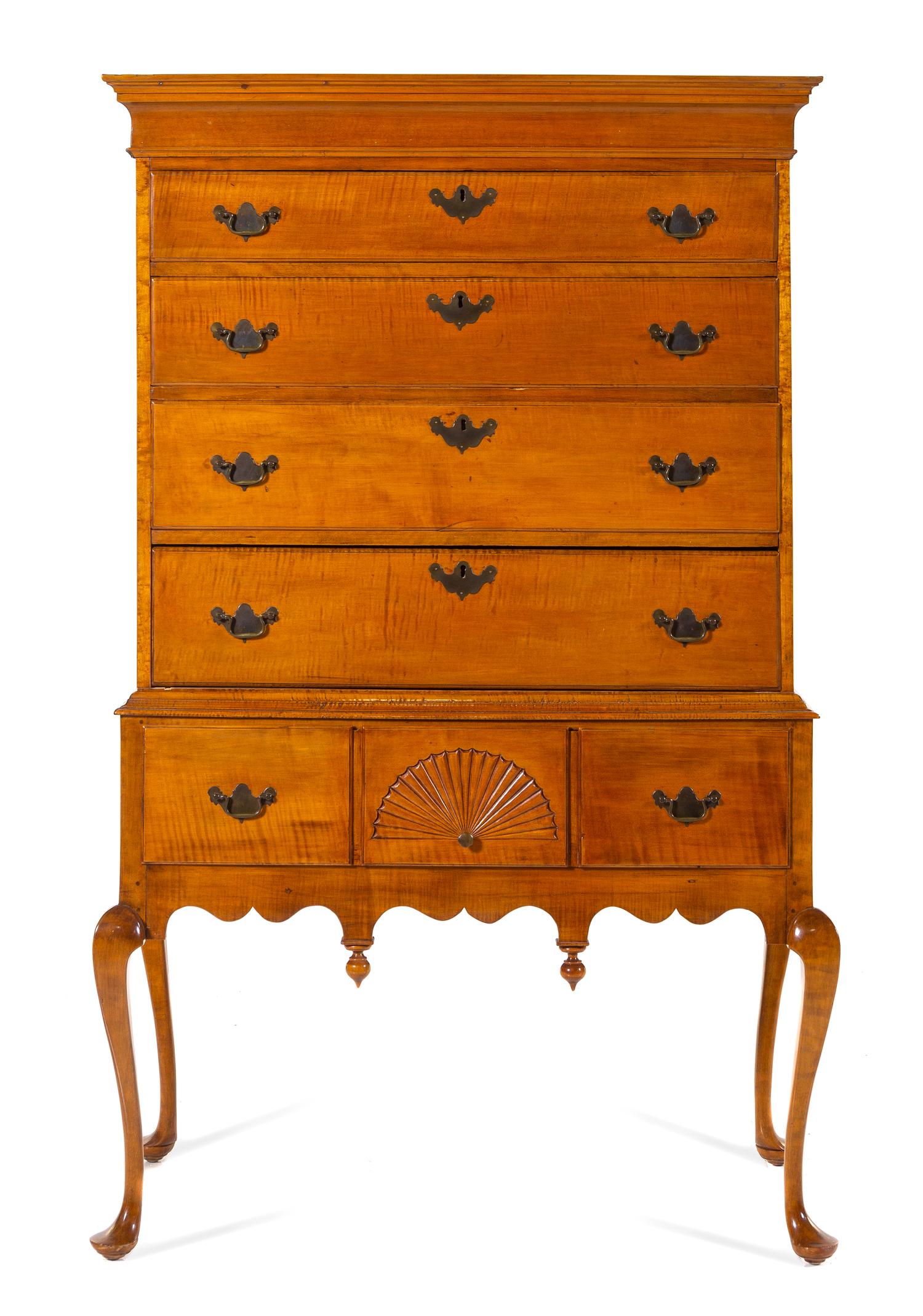 A Queen Anne Style Maple Highboy