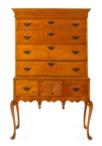 A Queen Anne Style Maple Highboy