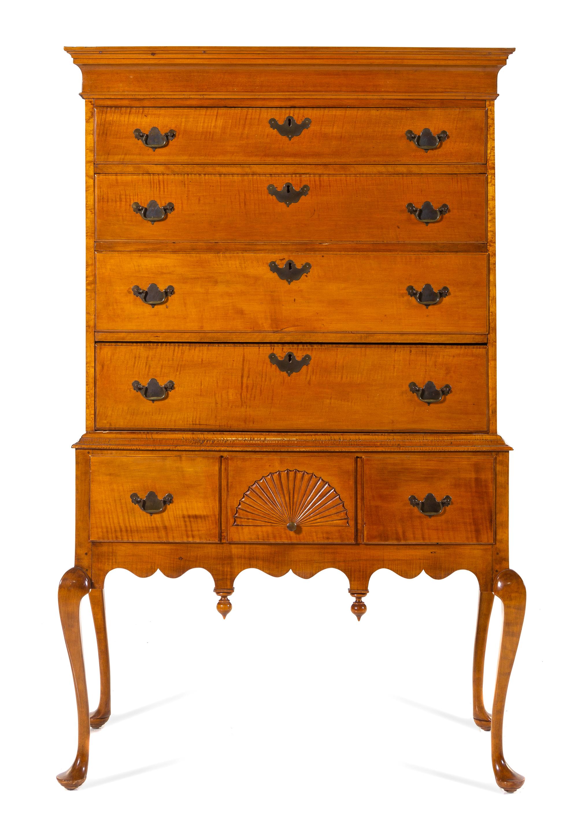 A Queen Anne Style Maple Highboy