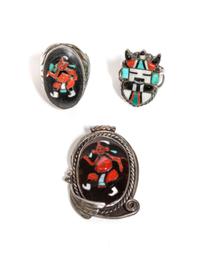 Two Zuni Rings Height 1 7/8 x width 1 1/2 inch