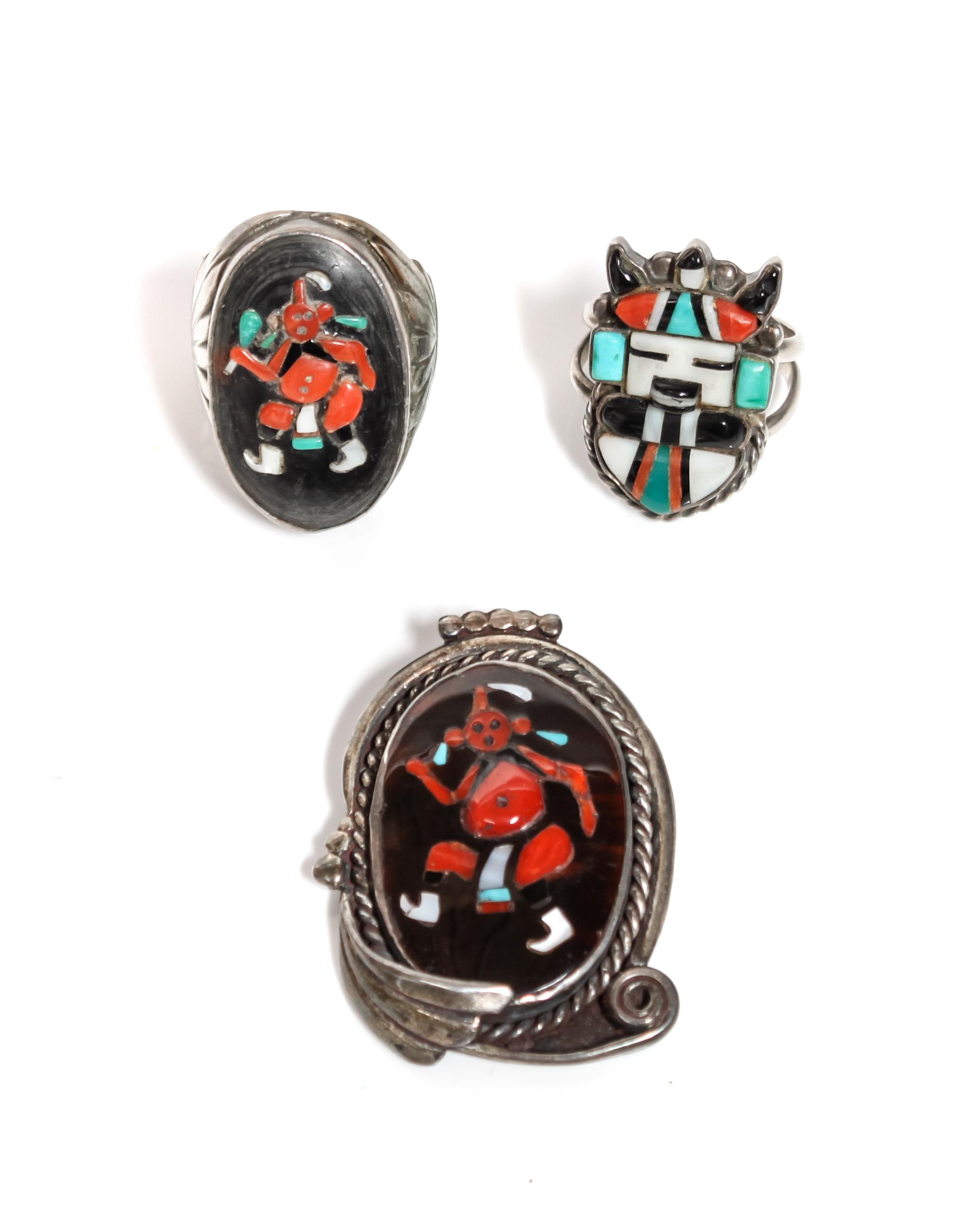 Two Zuni Rings Height 1 7/8 x width 1 1/2 inch