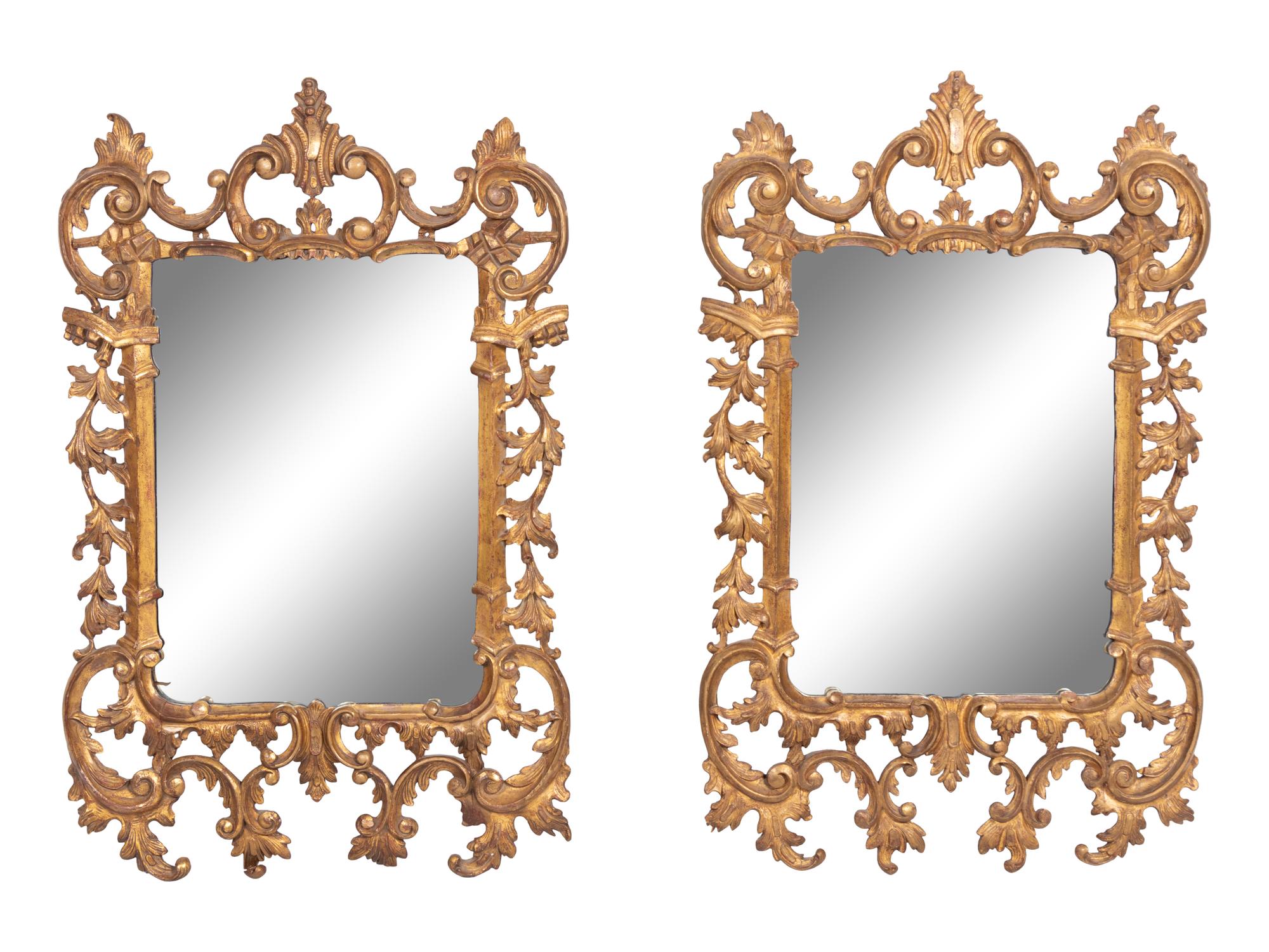 A Pair of George III Carved Giltwood Mirrors