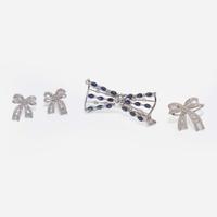 A Collection of 14K White Gold, Diamond, and Sapphire Jewelry