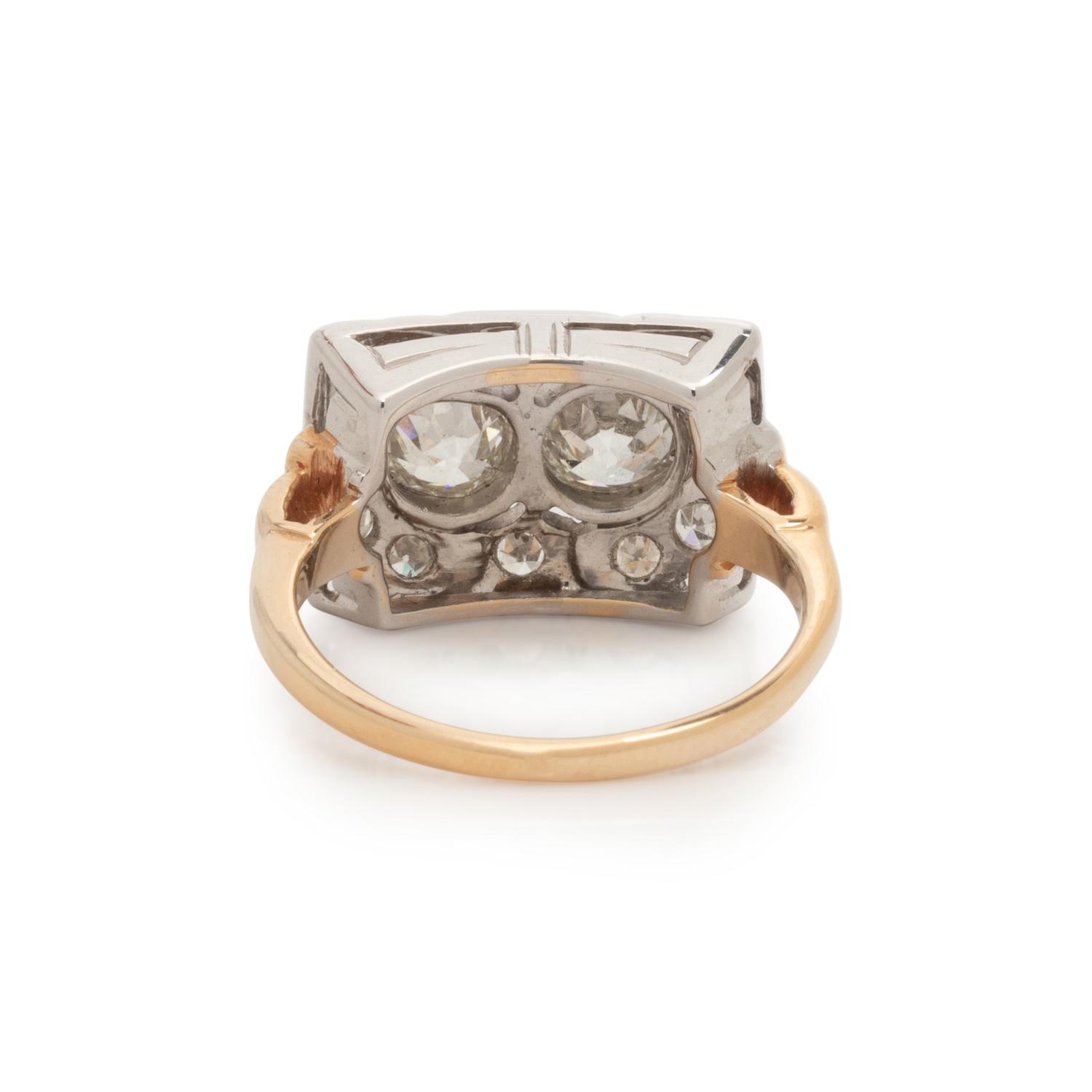 YELLOW GOLD, PLATINUM, AND DIAMOND RING