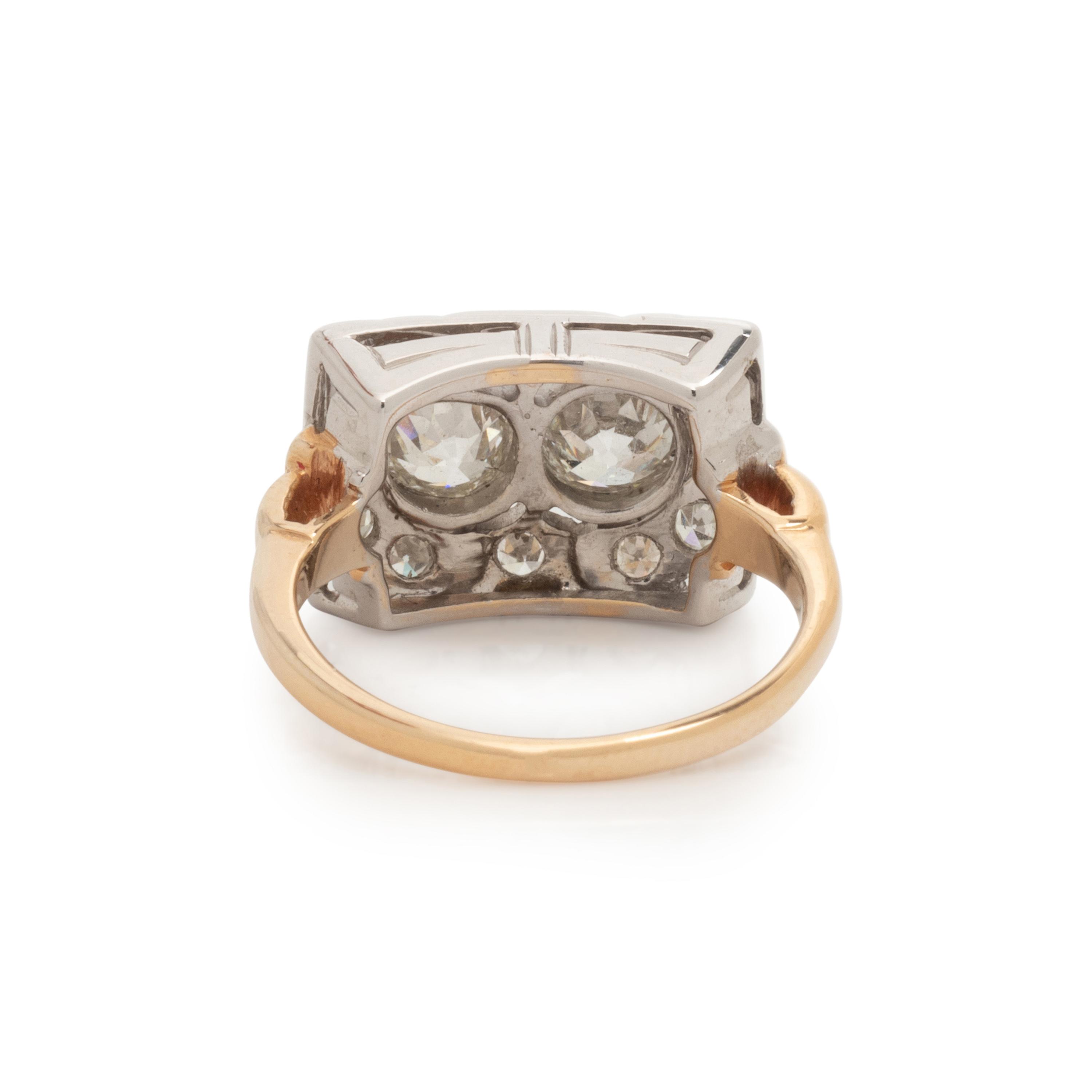 YELLOW GOLD, PLATINUM, AND DIAMOND RING