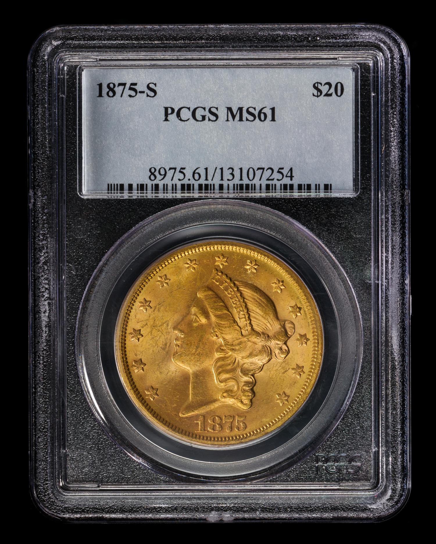 A United States 1875-S Liberty Head $20 Gold Coin