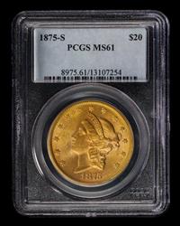 A United States 1875-S Liberty Head $20 Gold Coin