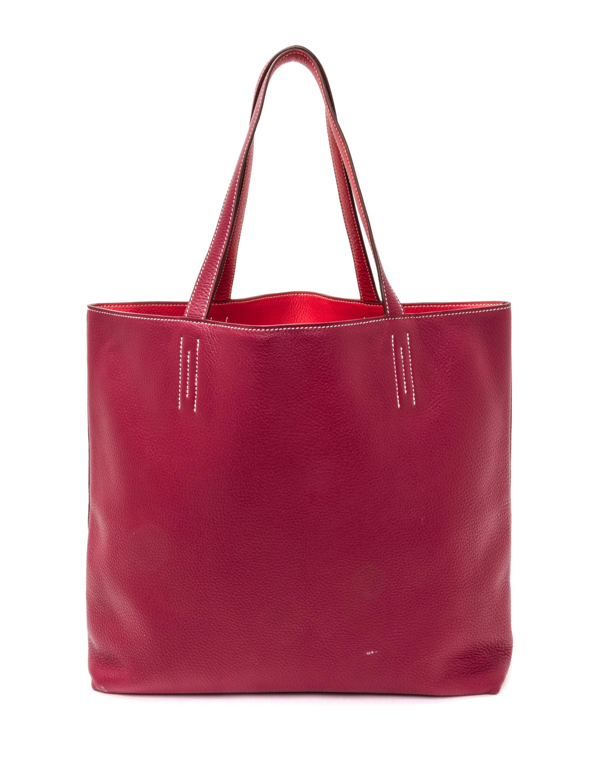 An Hermes Rubis/Bougainvillea 45cm Taurillon Clemence Double Sens Tote, 17.5" x 15.5" x 5".
