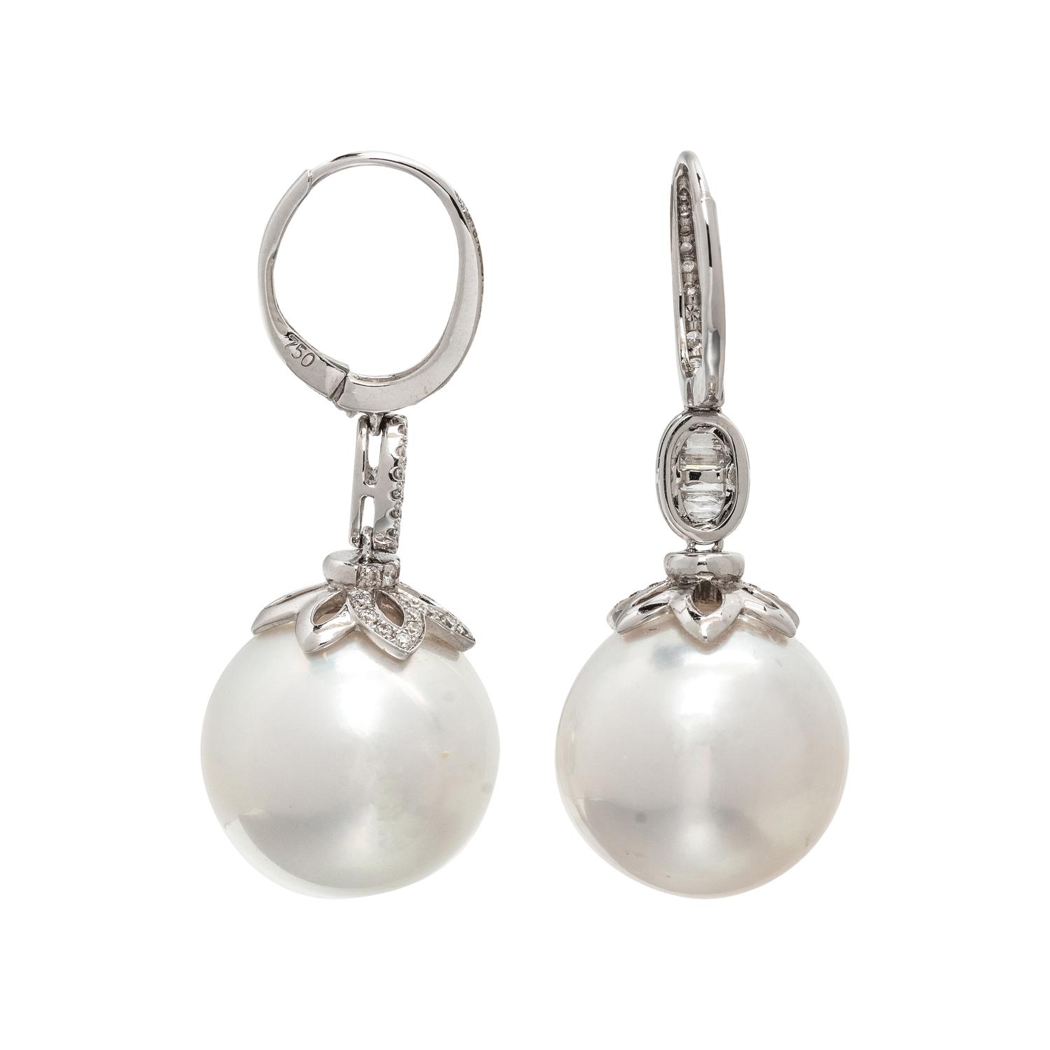 DIAMOND AND CULTURED PEARL EARRINGS