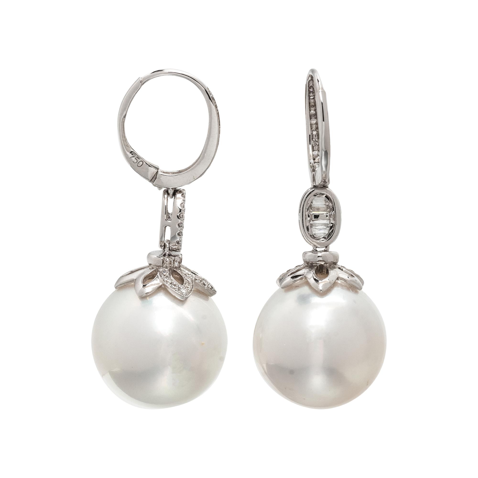 DIAMOND AND CULTURED PEARL EARRINGS